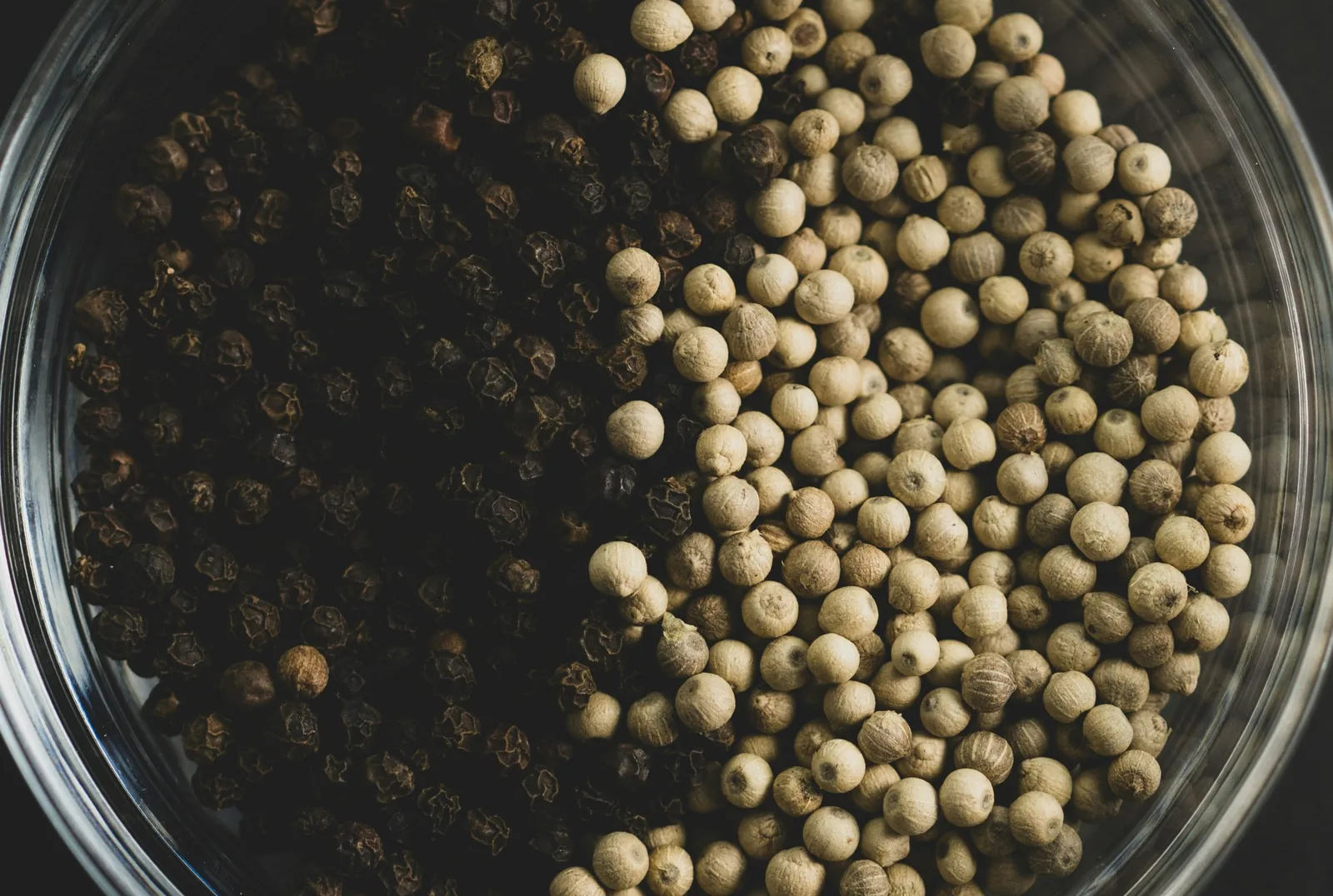 Black and white pepper